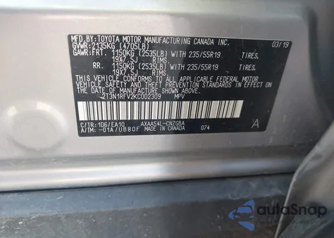 2019 Toyota Rav4 Limited from USA, damaged, VIN 2T3N1RFV2KC002309